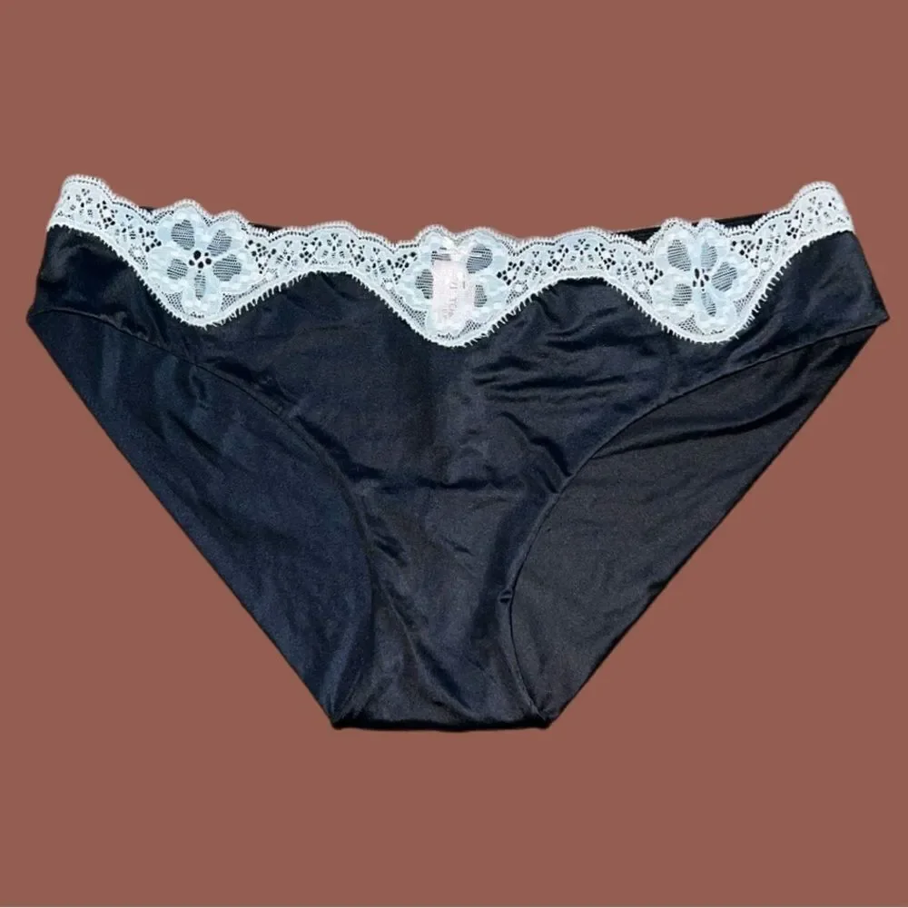 Victorias Secret Dream Angels Ultra-soft satin Lace Waist Cheekini Panty black M